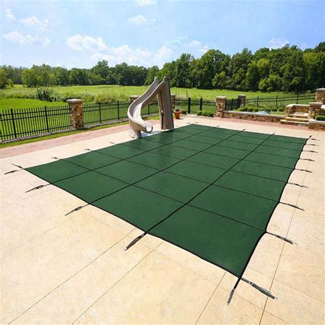 Yard Guard 17 ft. x 32 ft. Rectangular Green Deck-Lock In-Ground Pool Safety Cover-DG15305 - The ...