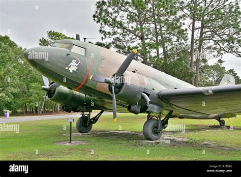 AC 47 Spooky Vietnam War era gunship on static display at the outdoor ...