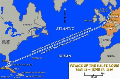 The Voyage of the SS St. Louis Map