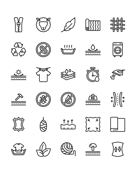 Fabric Icon Set 30 isolated on white background 10561921 Vector Art at ...