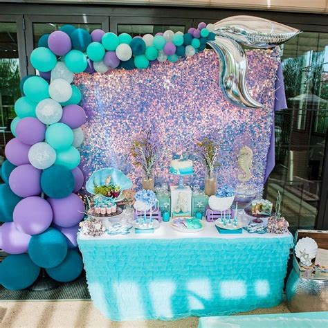 La décoration d'anniversaire sirène - Décorations de mariage Mermaid Theme Birthday Party, Ariel ...