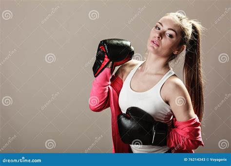 Feminist Woman Training, Boxing. Stock Image - Image of club, fitness: 76214343