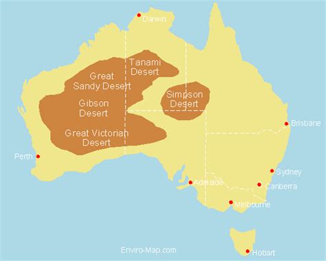 Major Australian Deserts – World Maps Enviro-Map.com