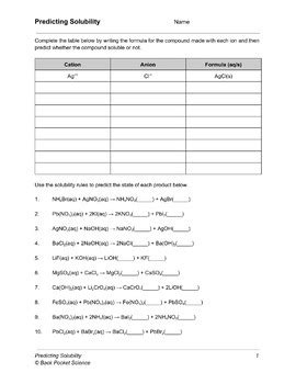 Precipitation Reactions Chemistry Worksheet by Back Pocket Science