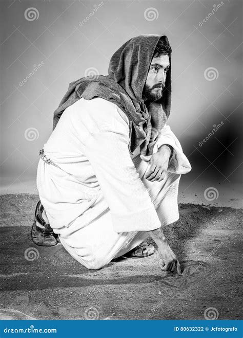 Jesus Christ Praying. Black and White Stock Photo - Image of life ...