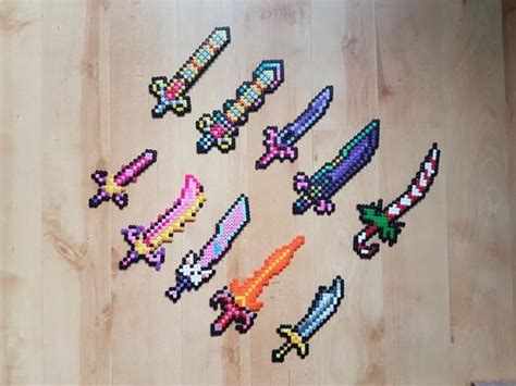 Terraria Swords perler Beads - Etsy | Perler bead art, Diy perler beads, Perler bead templates