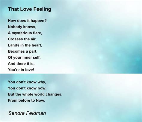 That Love Feeling by Sandra Feldman - That Love Feeling Poem