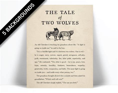 The Tale of Two Wolves Art Print Native American Story | Etsy