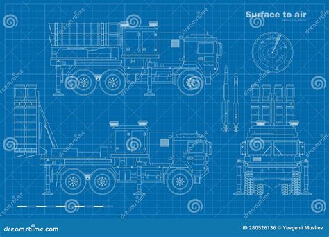 Outline Drawing of Air Defense Missile System. Surface To Air Rocket ...