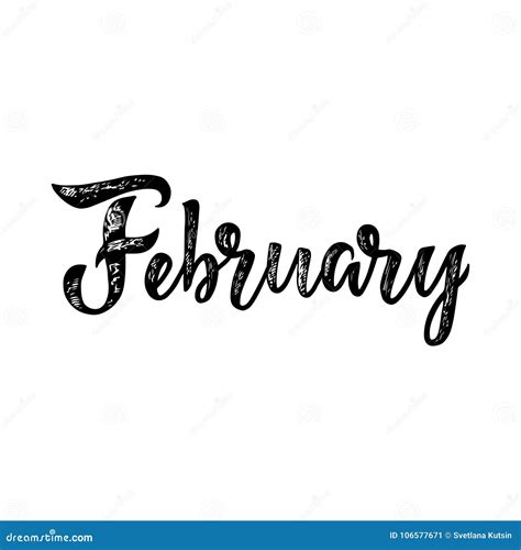 Handwritten Names of Months: February. Calligraphy Words for Calendars and Organizers Stock ...