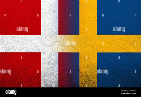 The Kingdom of Denmark National flag with The Kingdom of Sweden ...