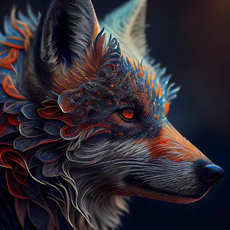 Fantasy portrait of a wolf. Digital art painting. 3D rendering., Image ...