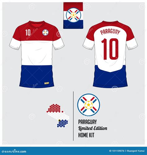 Soccer Jersey or Football Kit, Template for Paraguay National Football Team. Flat Football Logo ...