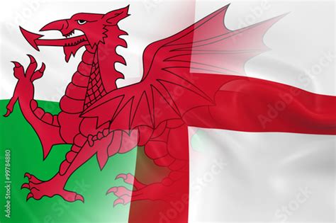 "Welsh and English Relations Concept Image - Flags of Wales and England ...