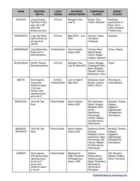 chart of how many hours of sunlight vegetables need - Google Search | Companion planting ...