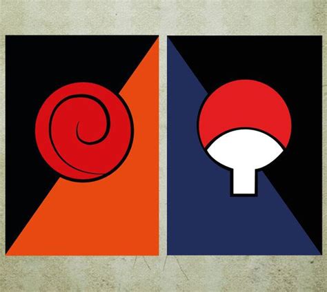 Naruto double poster Uzumaki & Uchiha clan symbols by MixPosters, $25.00 | Ideias de pinturas ...