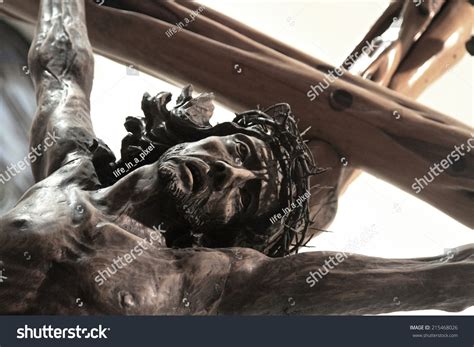 Jesus Christ In Cross - Wooden Sculpture Stock Photo 215468026 : Shutterstock