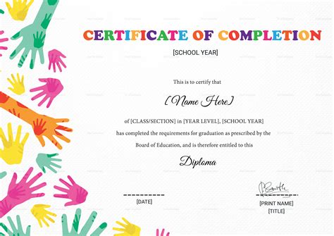 Certificate of Diploma Completion Design Template in PSD, Word