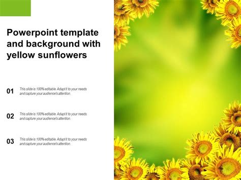 Powerpoint Template And Background With Yellow Sunflowers ...