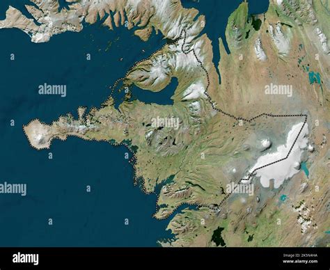 Vesturland, region of Iceland. High resolution satellite map Stock ...