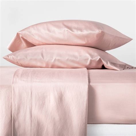 King 500 Thread Count Washed Supima Sateen Solid Sheet Set Blush - Casaluna™ | Solid sheet sets ...