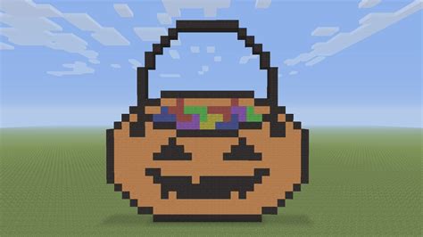 Minecraft Pixel Art - Halloween Pumpkin Trick Or Treat Bag - YouTube