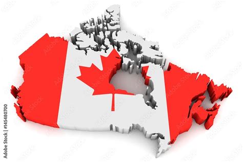 Country shape of Canada - 3D render of country borders filled with ...