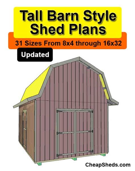 Tall Gambrel Barn Shed Plans