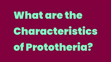 What are the Characteristics of Prototheria? - Write A Topic