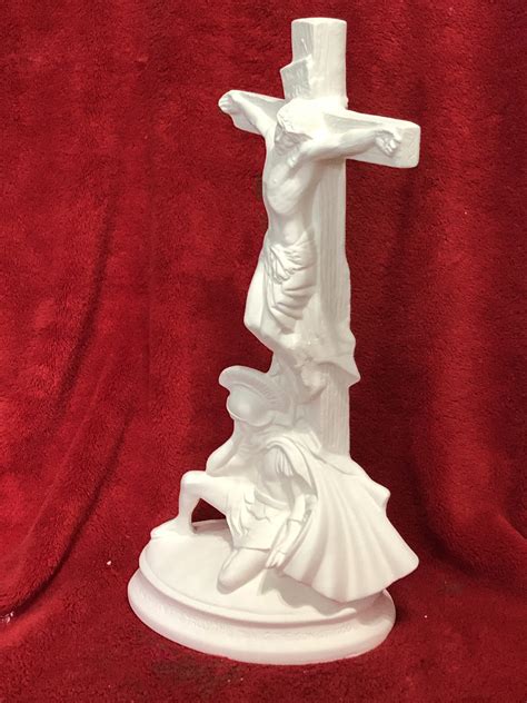 Handcrafted Crucifix Sculpture - Ceramic Bisque Sculpture for Easter Home Decor - Religious Home ...