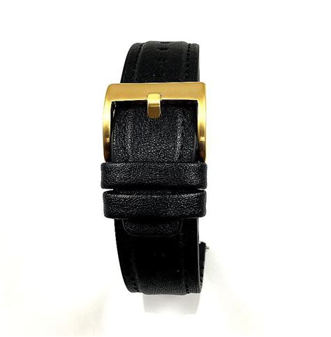 Timex Compatible Black Leather Watch Strap Quick Release Band Gold Buckle #1521