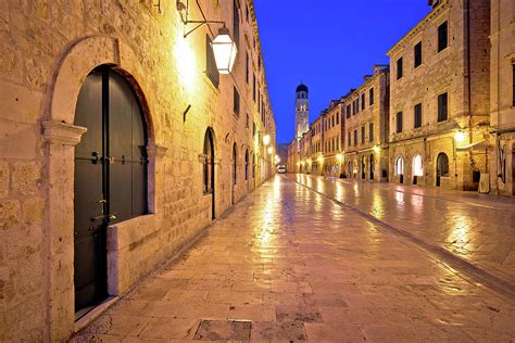 Famous Stradun street in Dubrovnik night view Photograph by Brch Photography - Pixels