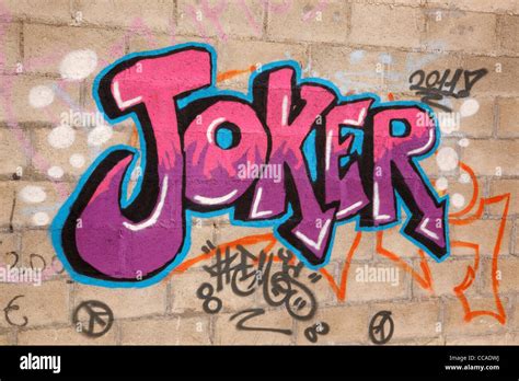 "Joker" graffiti on a breezeblock wall, Larnaca, Cyprus Stock Photo - Alamy