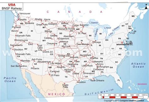 USA BNSF Railway Map | Burlington northern, Railway map, Railroad map