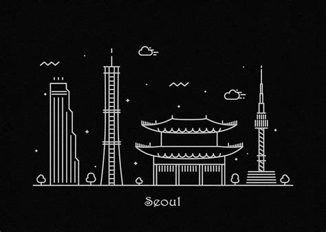 Seoul Skyline Travel Poster Drawing by Inspirowl Design - Pixels