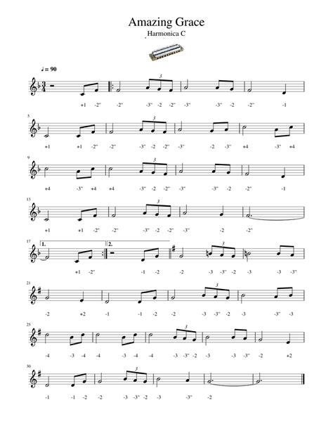 Amazing Grace - Harmonica C Sheet music for Piano (Solo) | Musescore.com