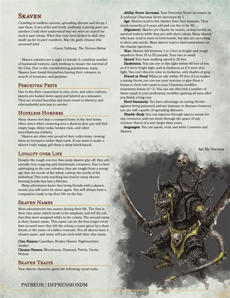 [5E] [Race] Homebrew Race "Skaven" : DnDHomebrew Dungeons And Dragons ...