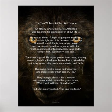 The TWO WOLVES CHEROKEE TALE Native American Print | Zazzle