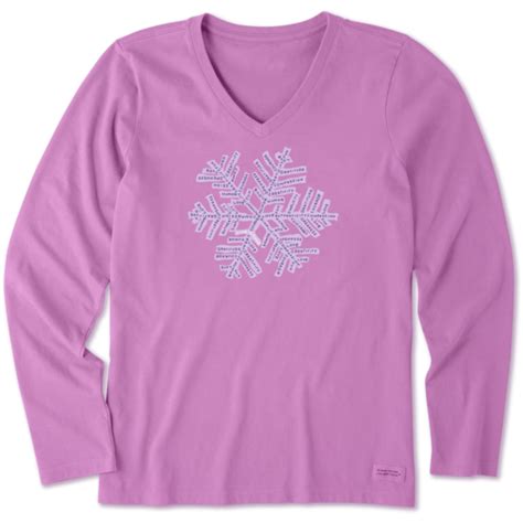 Sale Women's Superpower Fluffy Snowflake Long Sleeve Crusher Vee | Life ...