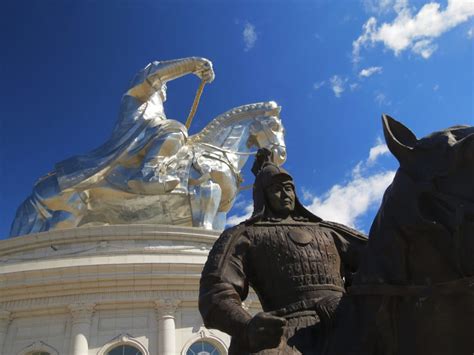 Equestrian statue of Genghis Khan in Tsonjin Boldog Mongolia