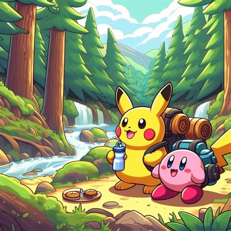 Pikachu and Kirby go Hiking by ChrisGraduate27 on DeviantArt