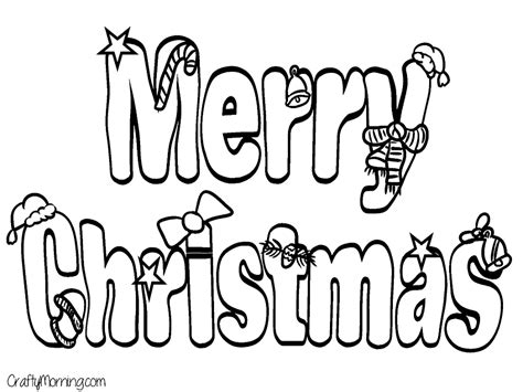 Merry Christmas Bubble Letters Coloring Page - Free Printable Coloring Pages