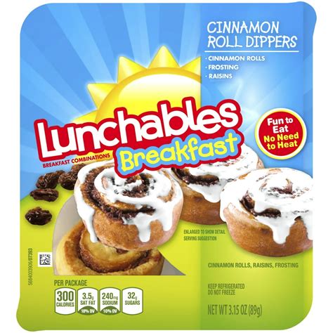 Lunchables Breakfast Cinnamon Roll DIppers Meal Kit with Frosting & Rasins, 3.15 oz Tray ...