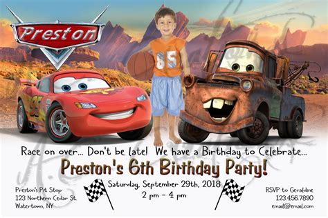 Disney Pixar Cars Birthday Party Invitation - You Print - Invitations & Announcements