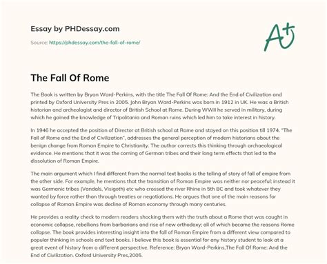 The Fall Of Rome (300 Words) - PHDessay.com