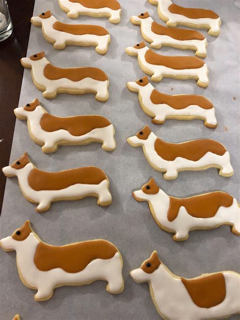 Corgi sugar cookies! I made owl cookies for a baby shower, doubled the recipe so I could make ...