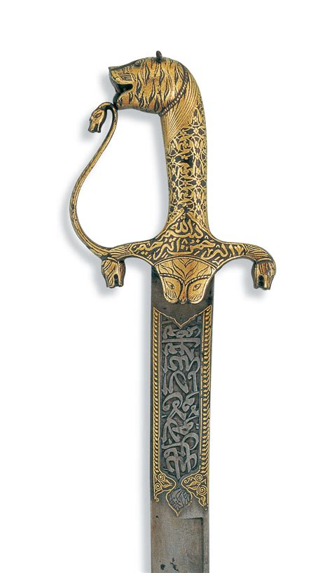 Inscribed sword (talwar) with tiger head hilt. CE 1732. Presently at ...