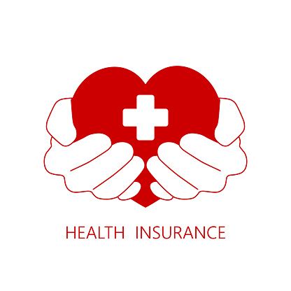 Health Insurance Icon Logo Vector Graphic Design Hands And Red Cross Stock Illustration ...