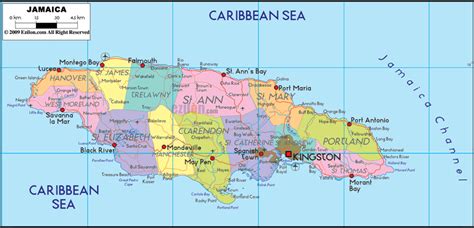 Regions Map of Jamaica