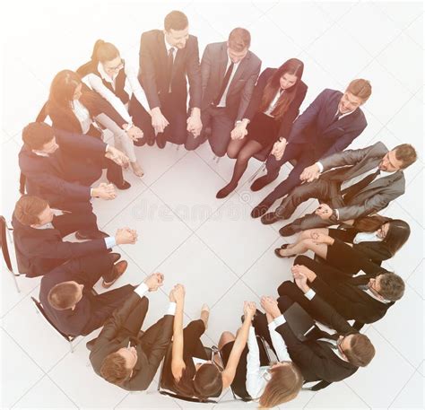 Concept of Team Building.large Business Team Sitting in a Circle Stock ...